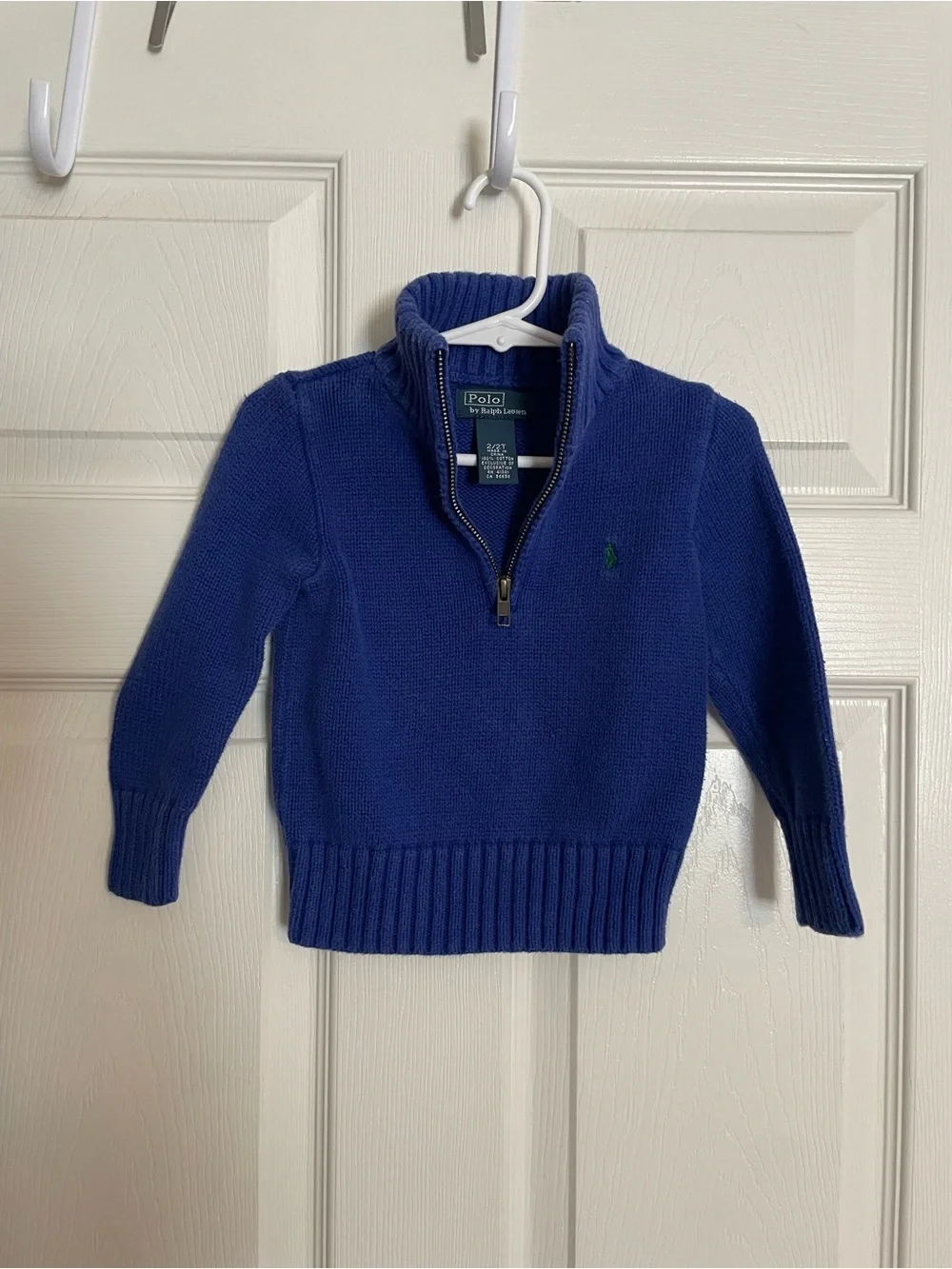 Polo by Ralph Lauren Boys size 2T Dark Blue Knit Half-Zip Sweater w Green Logo